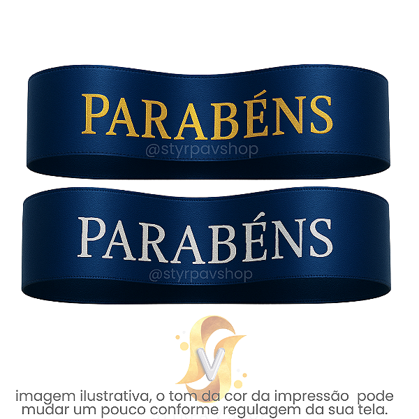 Fita AZUL ROYAL de Cetim Personalizada 30mm