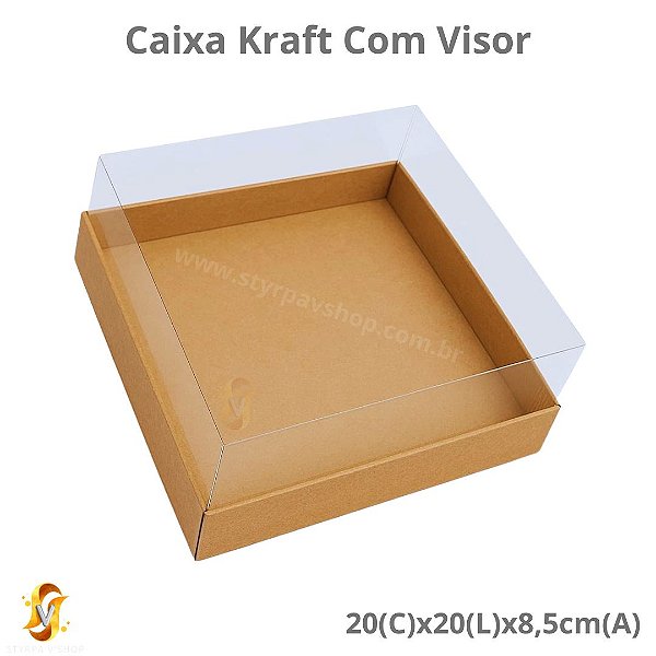 Caixa Kraft Com Visor 20x20x8,5cm