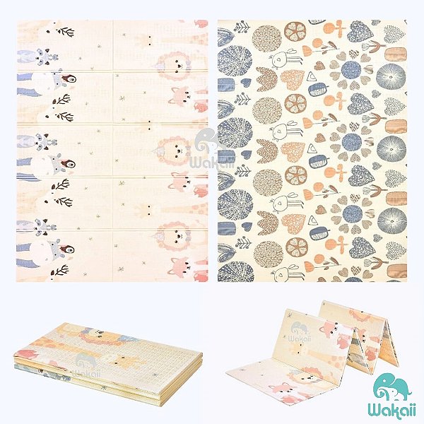 Tapete Infantil Tatame Dobrável Dupla Face Portátil - Animais