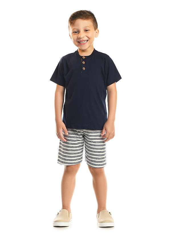 Conjunto Meia Malha / Moletinho Listrado