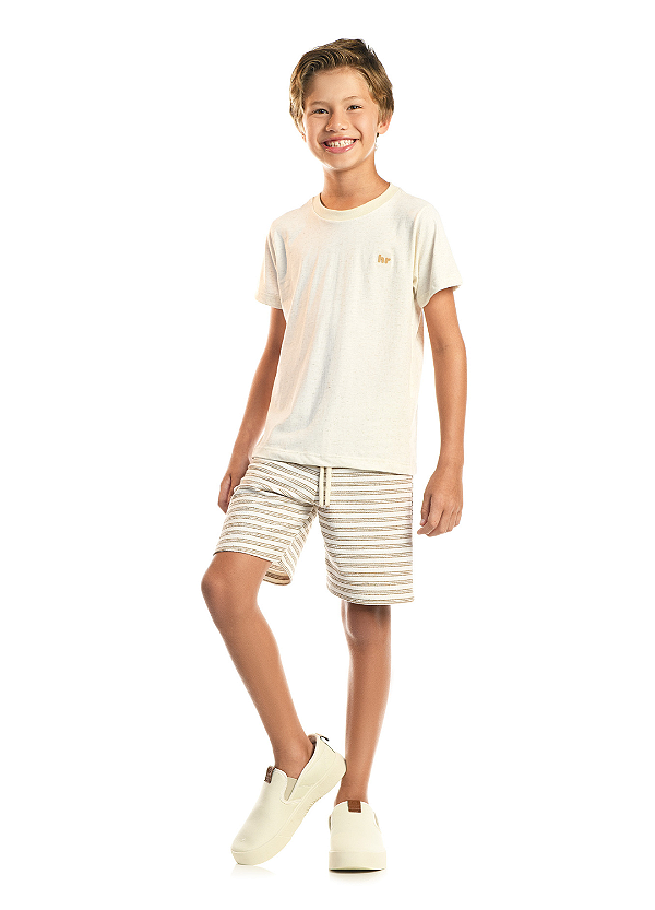 Conjunto Meia Malha Linho / Moletinho Listrado