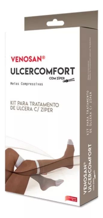 Meia 3/4 Ulcercomfort 30-45m Ad Curta Bege/branco Venosan