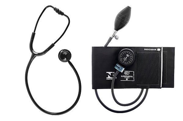 Conjunto Aparelho de Pressão Adulto Nylon Fecho de Contato Innova + Esteto Adulto Duplo Efficace