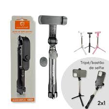 Bastão de selfie portátil, suporte de tripé de telefone portátil com controle remoto sem fio removível, tripé de bastão de selfie para iPhone, Android Moto Samsung COM LUZ DE LED (Preto)