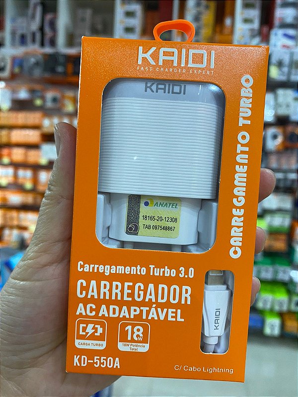 Carregador Kaidi Turbo 3.0 3A 18W KD-550A Iphone