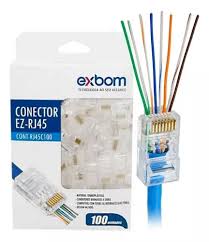 Kit 100 Conector Cabo Rede Plug Rj45 Pack Cat5e