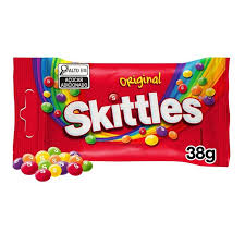 Bala Mastigável sabor Frutas Original Skittles Embalagem 38g