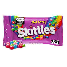 Bala Mastigável sabor Frutas Vermelhas Wild Berry Skittles Embalagem 38g