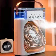 Mini Ventilador Climatizador de Mesa Escritório Refrigerador de Ar Portátil USB 3 Velocidades Led USB-C Ambientes Pequenos