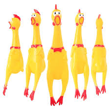 Frango Galinha Pet Com Apito Sonoro Mordedor De Borracha