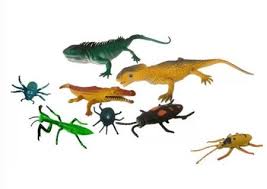 Kit Insetos E Lagarto Brinquedo De Borracha Formiga Grilo