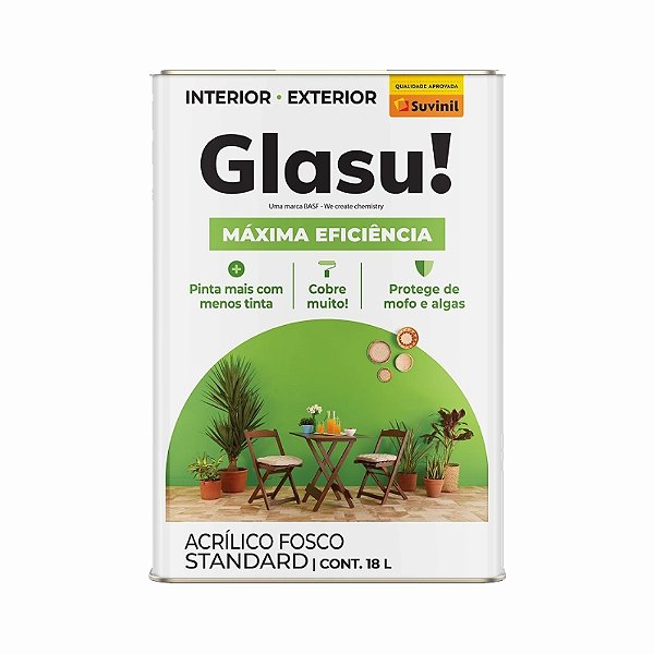Tinta Acrílica Fosca Máxima Eficiência Lata 18L Glasu