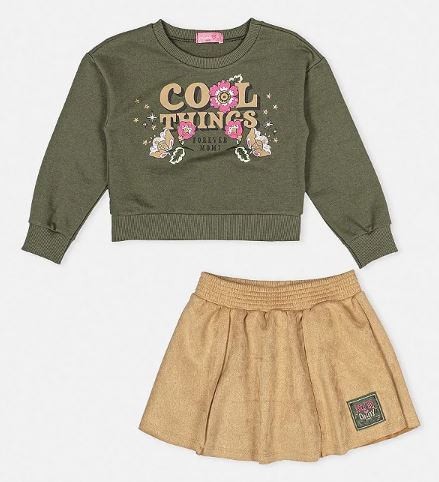 Conjunto ML Infantil Momi - Blusão Saia Cool Things