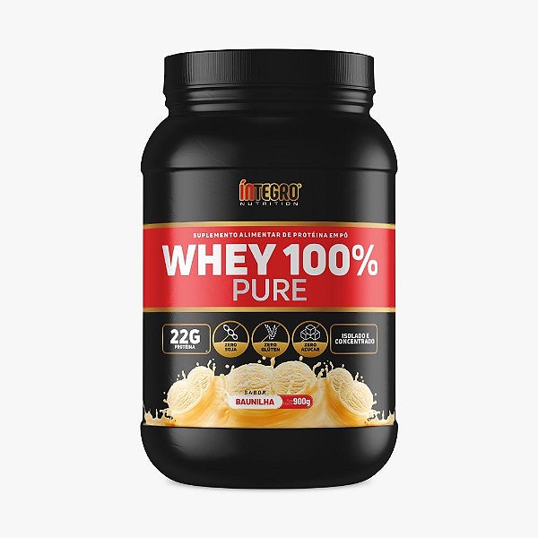 Whey 100% Pure Pote Baunilha 900g - Íntegro Nutrition
