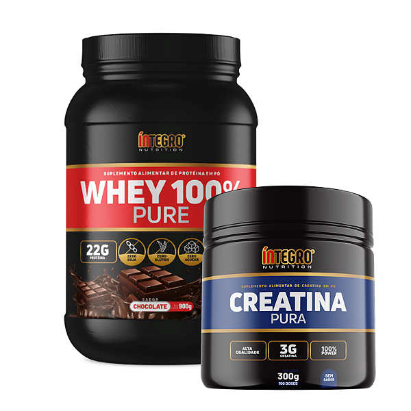 Whey 100% 900g Pote + Creatina 300g