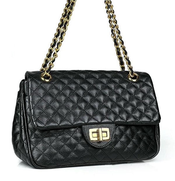 BOLSA MATELASSÊ EM COURO LEGÍTIMO MÉDIA | CATERINE