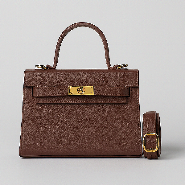 BOLSA ESTRUTURADA DE MÃO EM COURO LEGÍTIMO | MARCELLE