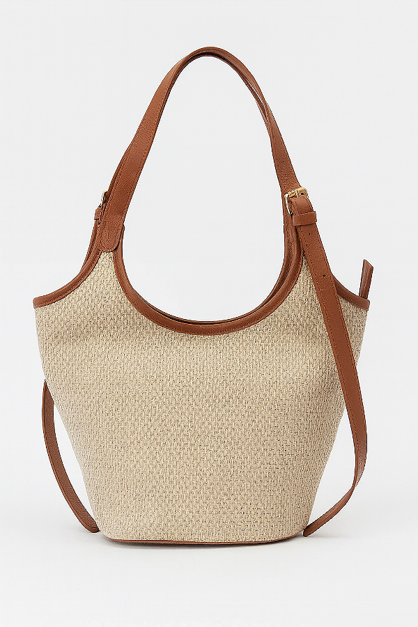 BOLSA DE JUTA COM COURO LEGÍTIMO | SILVIA