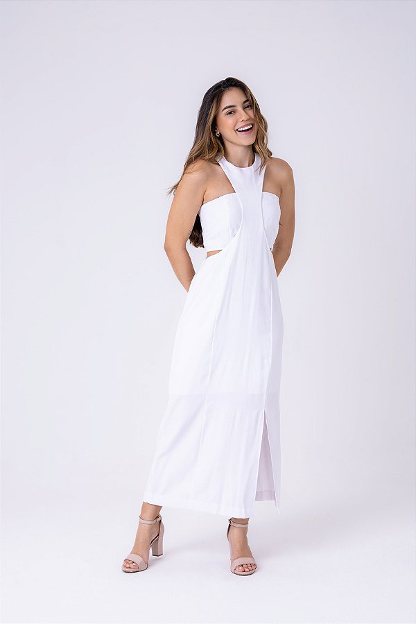 Vestido midi em alfaiataria com top