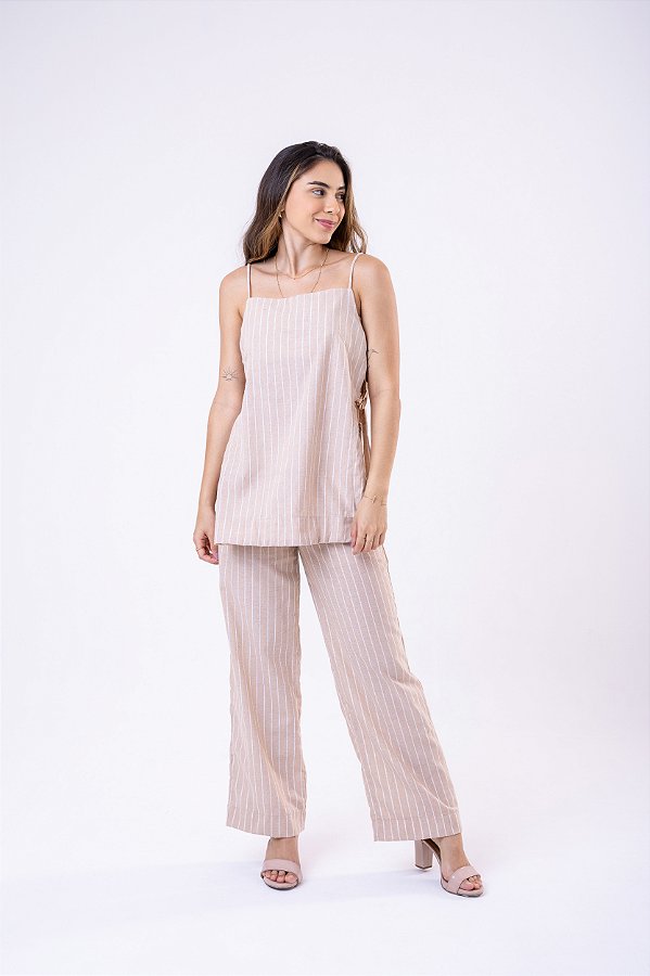 Túnica com top em linho.