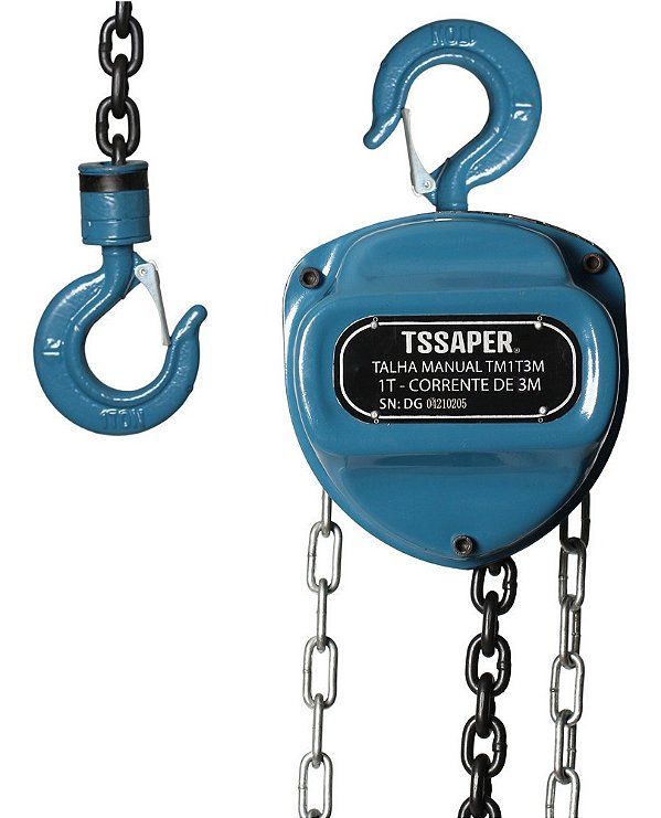 Talha manual 1 tonelada 3 metros Tssaper Modelo: TM1T3M