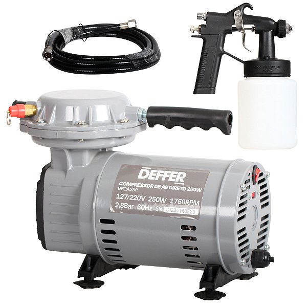 Compressor de ar direto 250w Deffer Modelo DFCA250 Bivolt C/ chave seletora