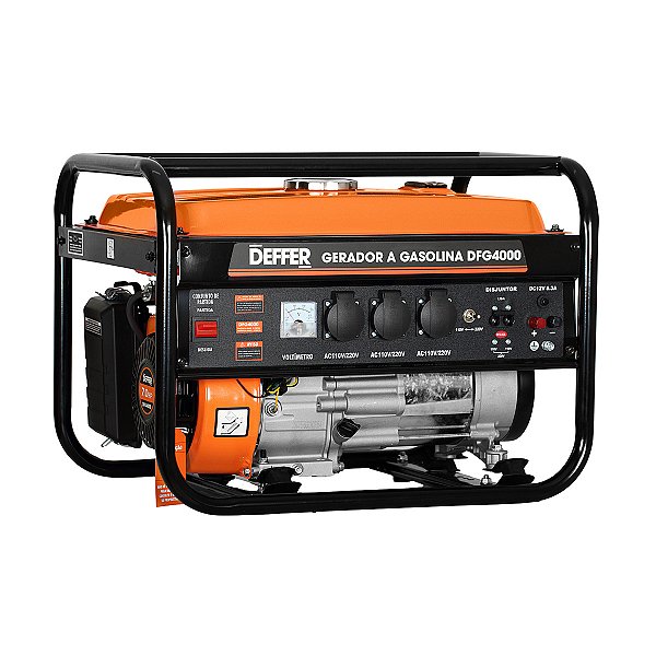 Gerador de energia a gasolina 3,75kva 110v/220v partida manual, marca Deffer modelo DFG4000