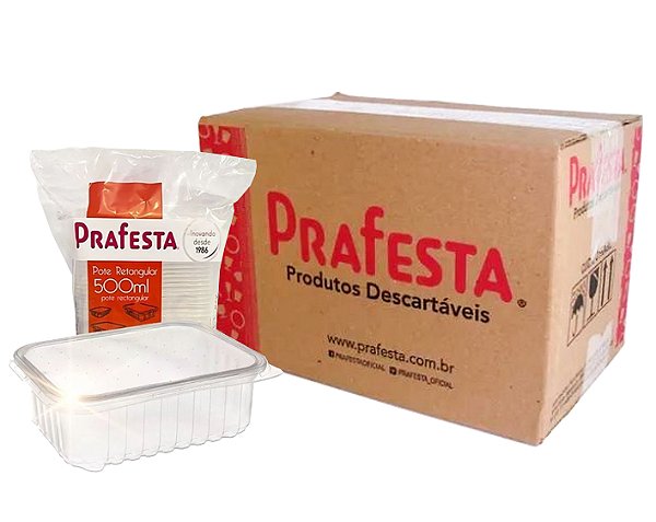 Caixa Prafesta de Pote Retangular 500ml c/ 144un