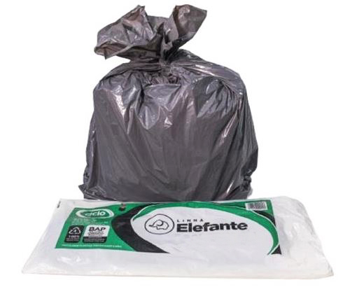 Saco de Lixo Preto Forte Linha Elefante Pacote 100un Ciclo Reciclagem