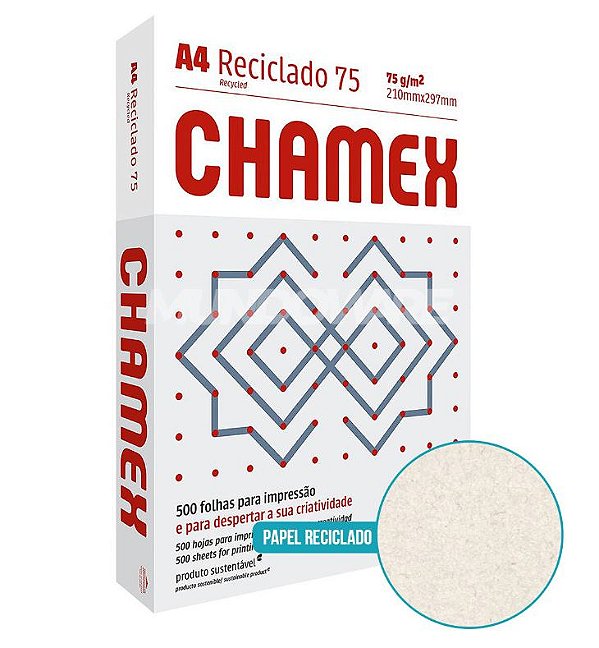 Papel Chamex A4 Reciclado Eco 210X297mm 500 folhas 75g/m²