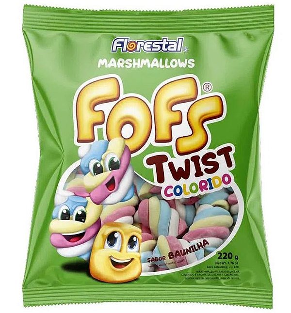 Marshmallow Fofs Twist Colorido 220g Florestal