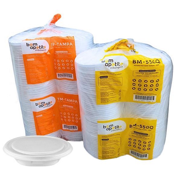 Marmita 500ml Bom Apetite BM-550Q Conjunto 100un Isopor