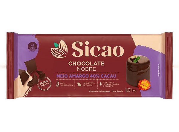 Chocolate Nobre Meio Amargo 40% Sicao Barra 1,01kg