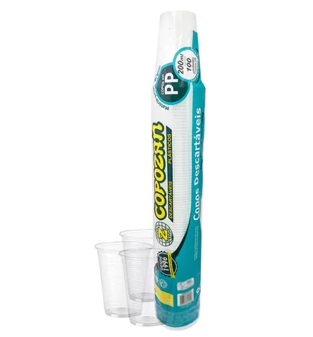 Copo Descartável 200ml PP c/100un Transparente Copozan