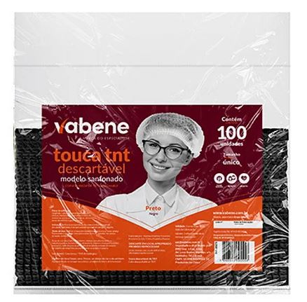 Touca TNT Sanfonada Preta 100un Vabene