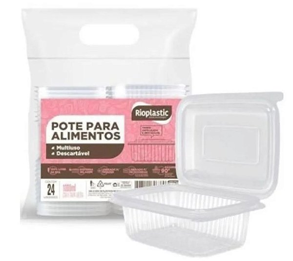 Kit Pote Tampa 1000ml Rioplastic Retangular c/24un