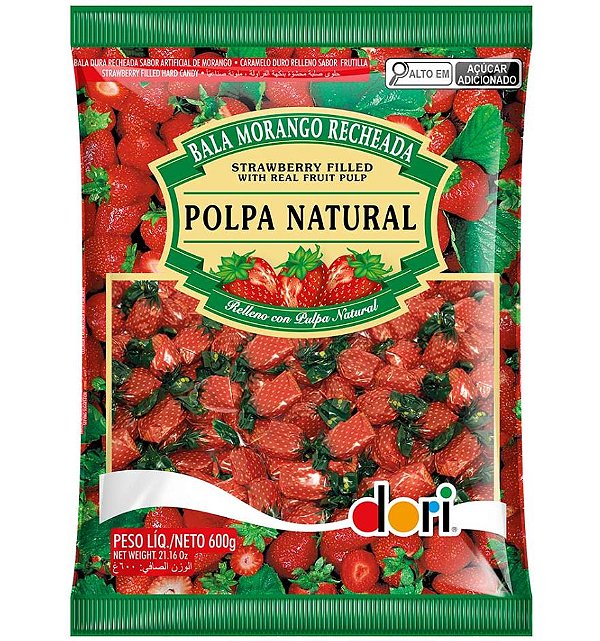 Bala Morango Recheada Dori 600g