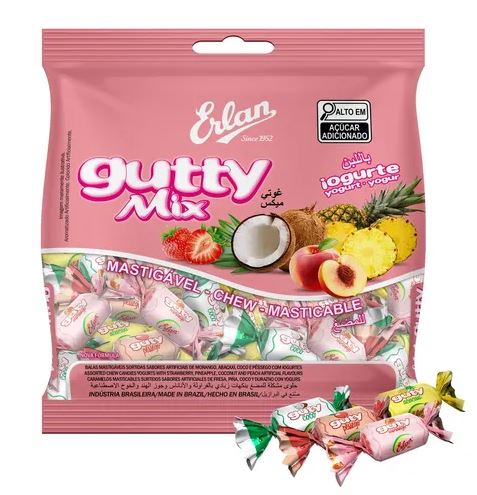Bala Mastigável Gutty Mix Iogurte Erlan 400g