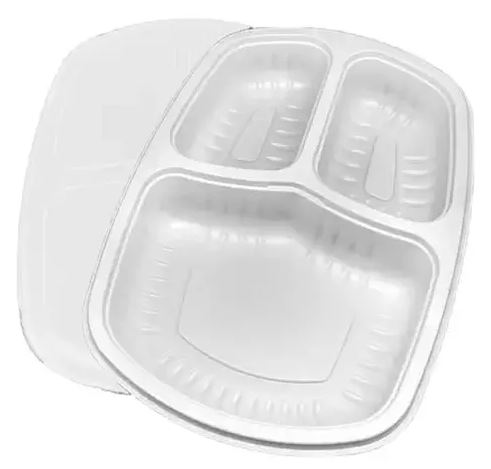 Pote Oval 3 Divisórias 750ml c/ tampa Prafesta