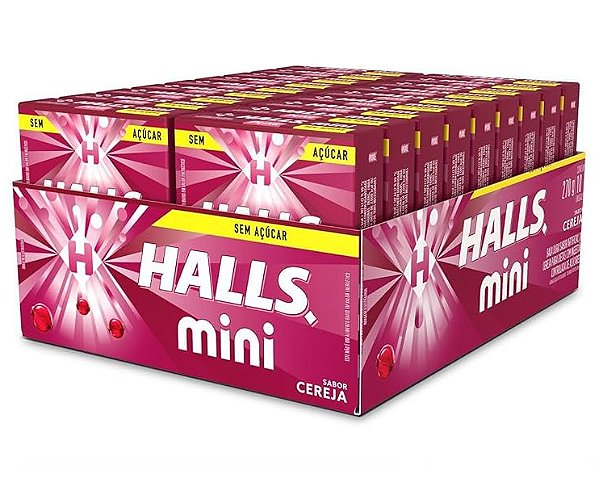 Drops Halls Mini Cereja Zero Açúcar Display c/18un