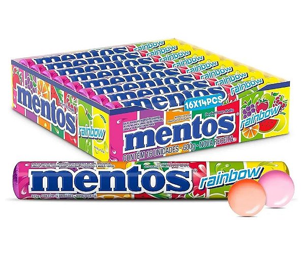 Mentos Rainbow 37,5g Display c/16un 600g