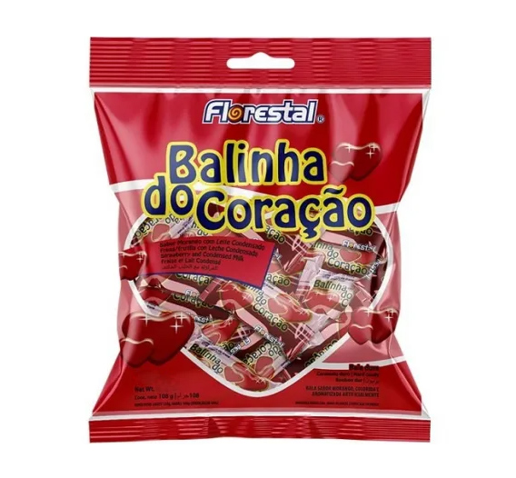 Balinha do Coração Morango 48g Florestal