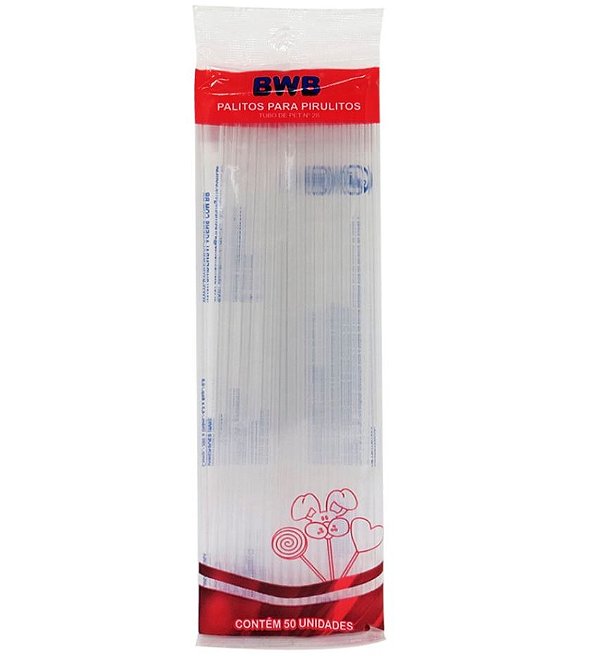 Palitos para Pirulitos BWB Transparente N28 Pacote 50un