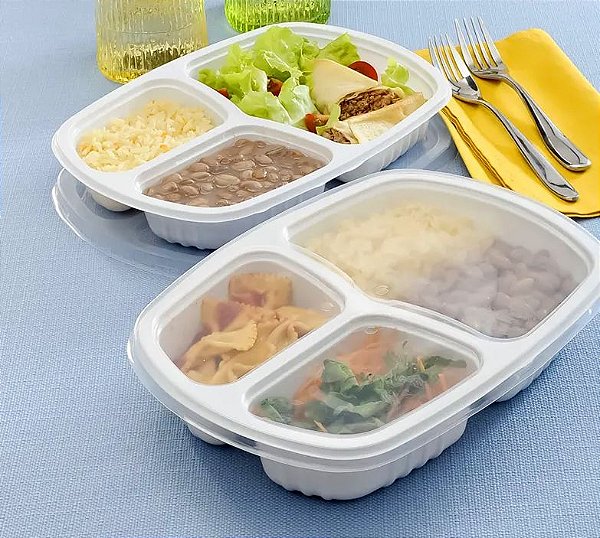 Bandeja 1150ml Branca 3 Divisões Galvanotek G-330 SF c/ 10un