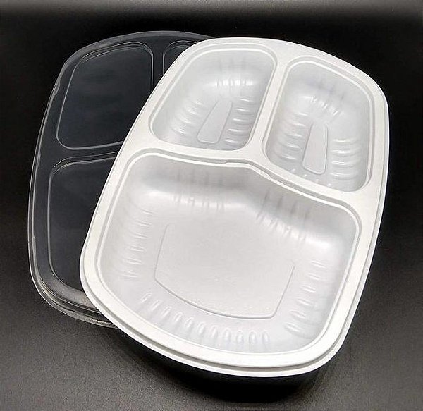 Bandeja 850ml Branca 3 Divisões Galvanotek G-331 SF c/ 10un