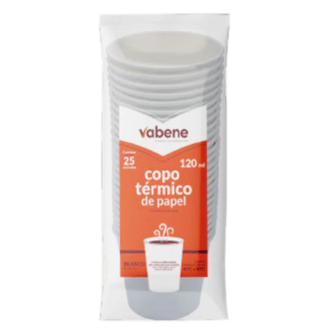Copo de Papel 120ml Branco c/25 Vabene