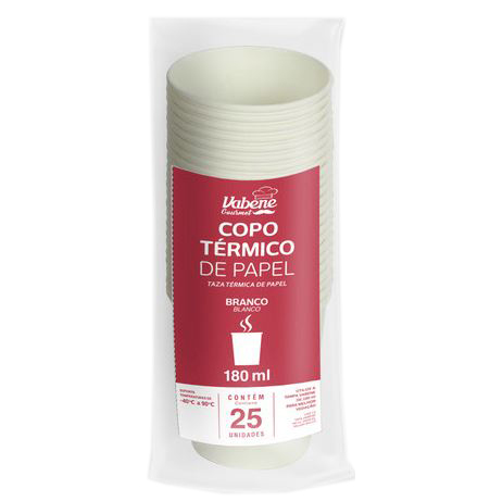 Copo de Papel 180ml Branco c/25 Vabene