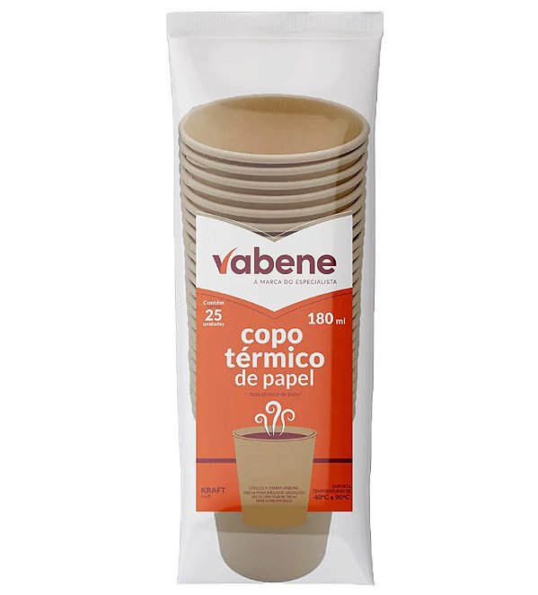 Copo de Papel 180ml Kraft c/25 Vabene