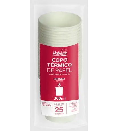 Copo de Papel 300ml Branco c/25 Vabene