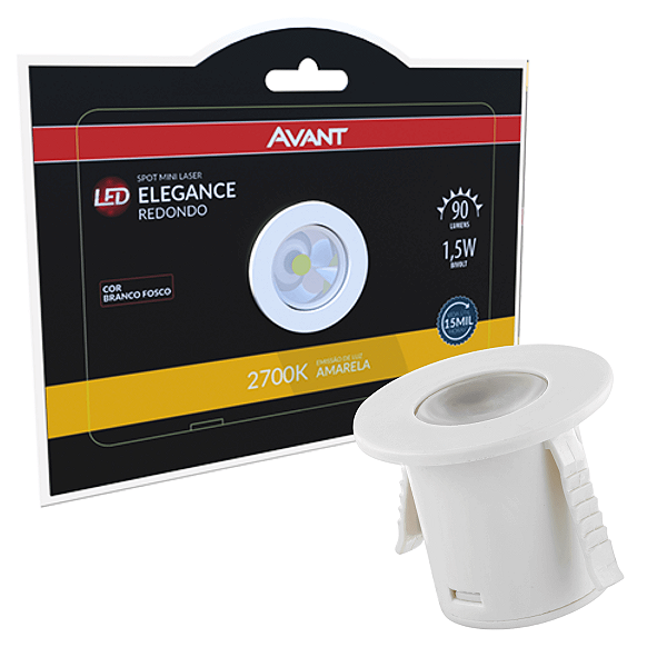 Mini Spot Avant Elegance Redondo Branco 2700K 1,5W